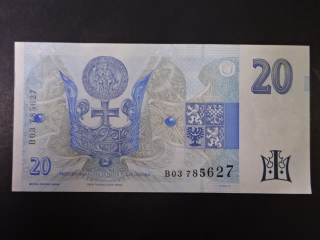 20 Kč 1994 série B 03 proužek vlevo