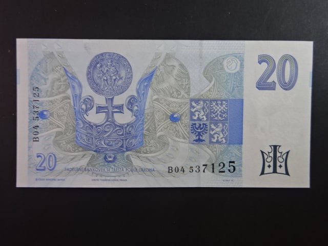 20 Kč 1994 série B 04 proužek vlevo