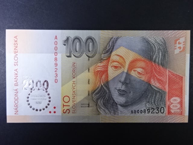 100 Sk 1.9.1993/2000 série A, přítisk Bi-milénium