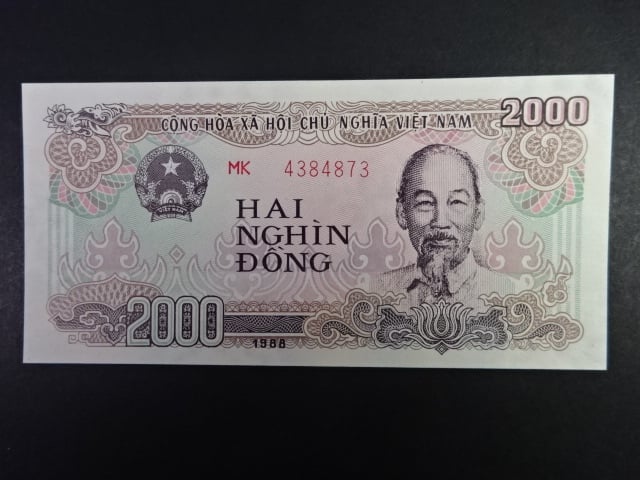 VIETNAM, 2000 Dong 1988, nepatkový prefix, BNB. B335a, Pi. 107