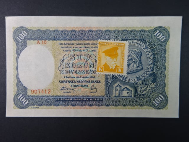 100 Ks 1940 II.vydání, kolkovaná série A 10
