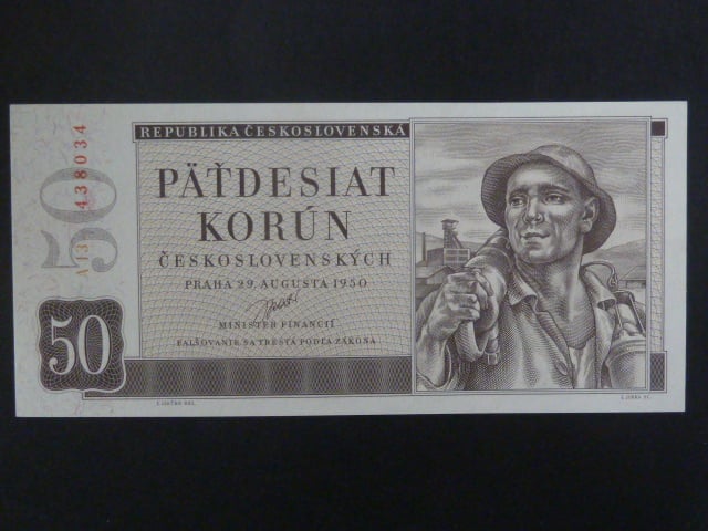 50 Kčs 29.8.1950, série A 13