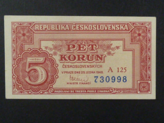 5 Kčs 25.1.1949 série A 125