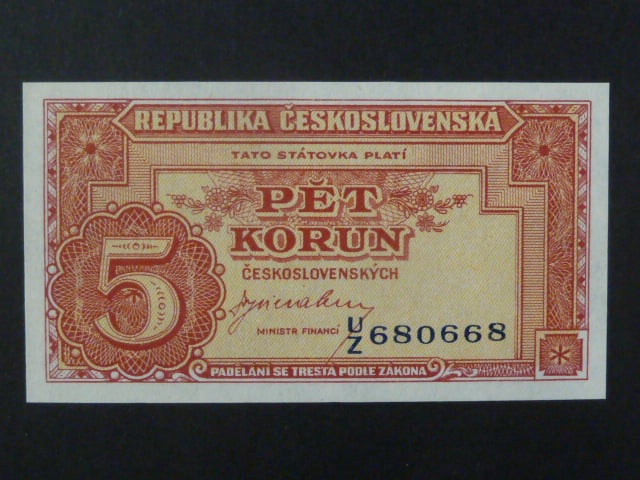 5 Kčs 1945 série U/Z