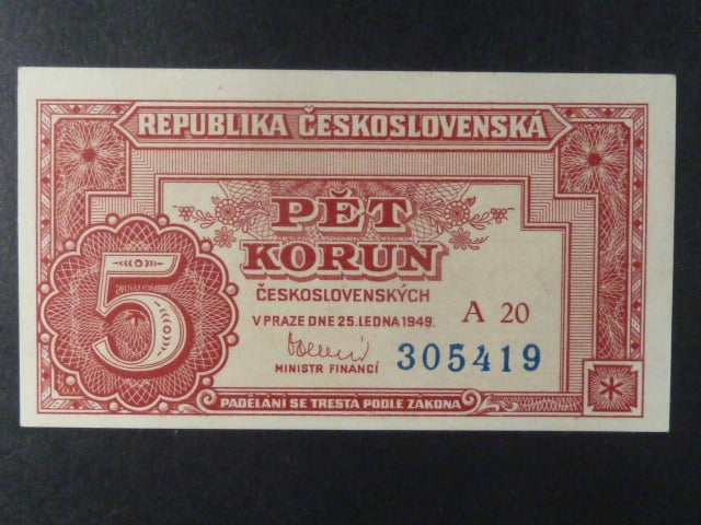 5 Kčs 25.1.1949 série A 20