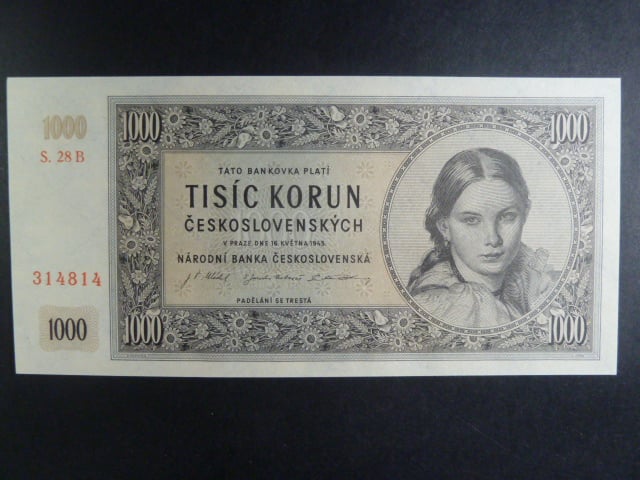 1000 Kčs 1945 série B 28