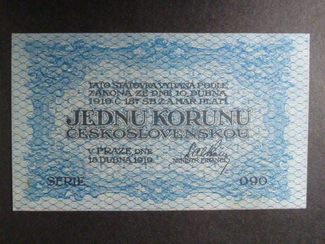 1 Kč 15.4.1919, série 090, modrá