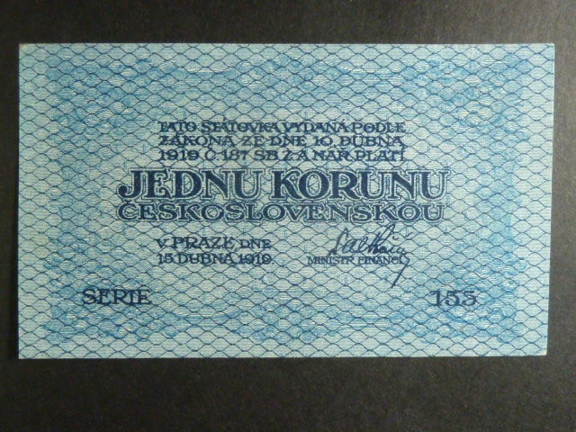 1 Kč 15.4.1919, série 155, modrá