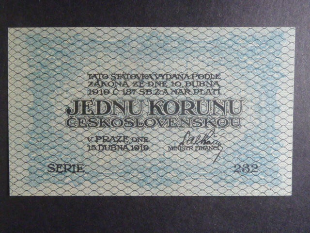 1 Kč 15.4.1919, série 232, modro-zelená