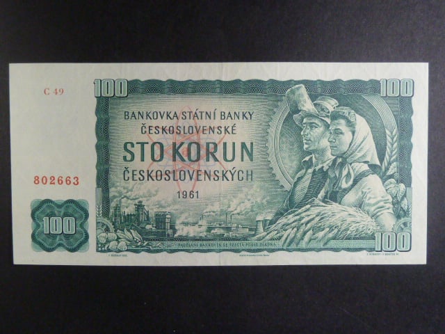 100 Kčs 1961 série C 49, vodoznaková výzruž na líci