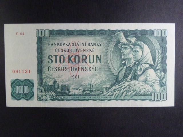 100 Kčs 1961 série C 64, vodoznaková výzruž na líci