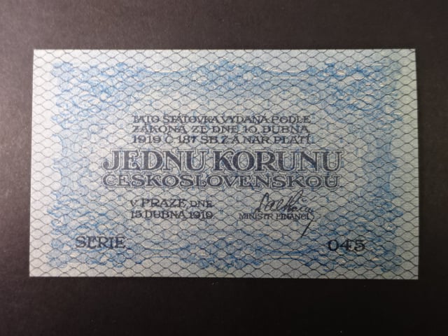1 Kč 1919 série 045, modrá