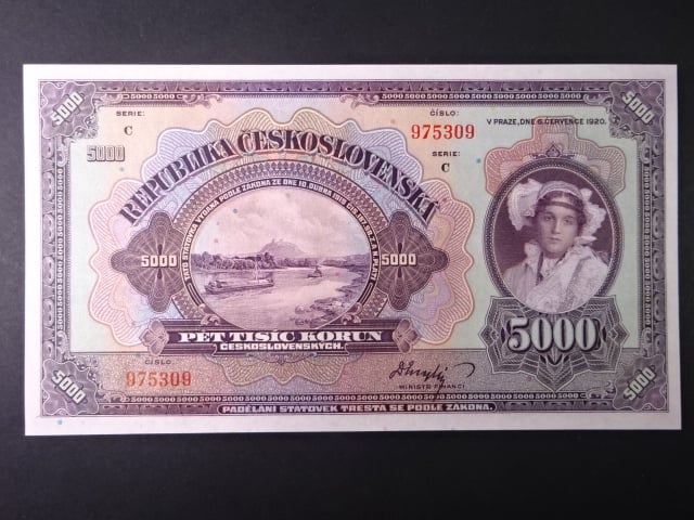 5000 Kč 6.7.1920 série C, neperforovaná