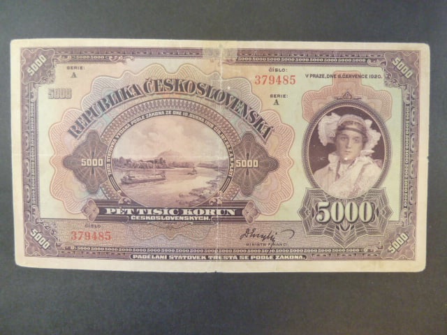 5000 Kč 1920 série A, neperforovaná