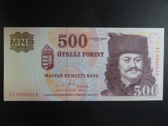 500 Forint 2011 žluté kroužky na rubu, BNB. B581d, Pi. 196