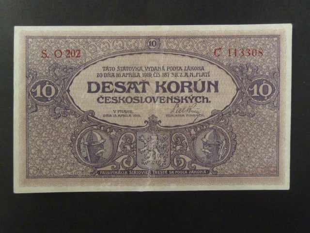 10 Kč 1919 série O 202 vysoká série