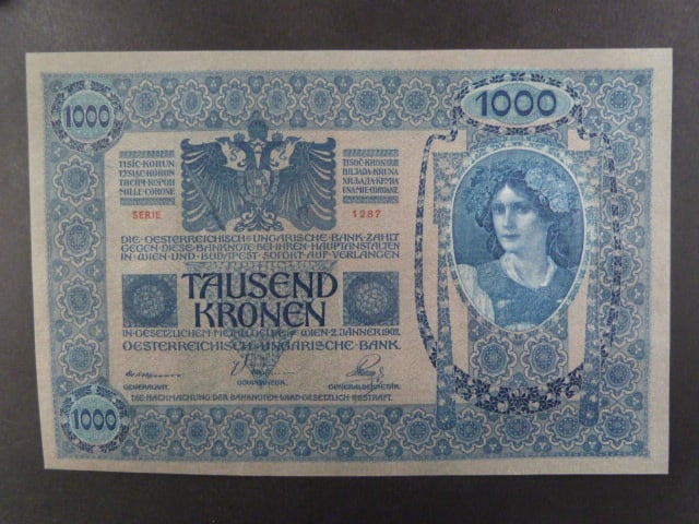 1000 K 2.1.1902 série 1287 šedý podtisk, Ri. 152a