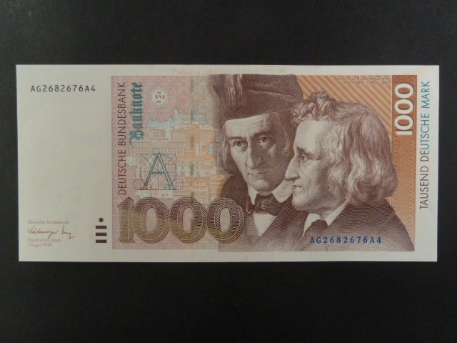 Bundesrepublik, 1000 Deutsche Mark 1.8.1991 série AG/A4, Ros. 302