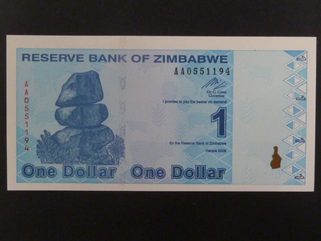 ZIMBABWE, 1 Dollars 2009, BNB. B183a, Pi. 92