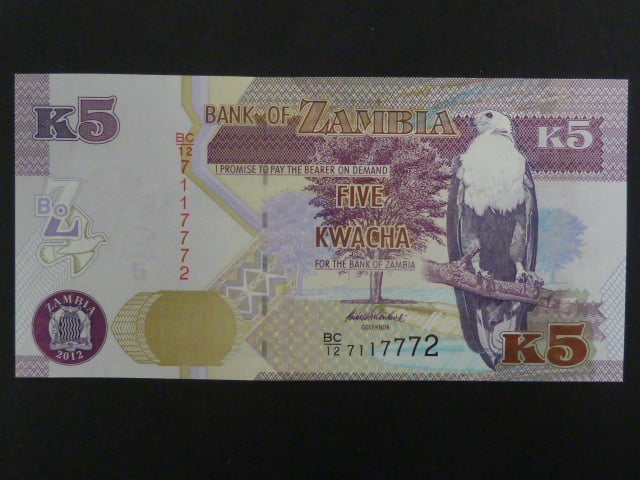 ZAMBIE, 5 Kwacha 2012, BNB. B153a, Pi. 50