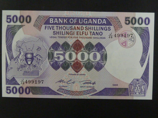 UGANDA, 5000 Shillings 1986, BNB. B130b, Pi. 24