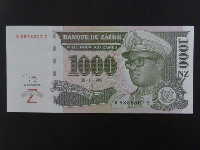 ZAIRE, 1000 Nouveaux Zaires 1995, BNB. B1475b, Pi. 67