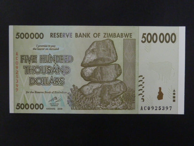 ZIMBABWE, 500 000 Dollars 2008, BNB. B167a, Pi. 76
