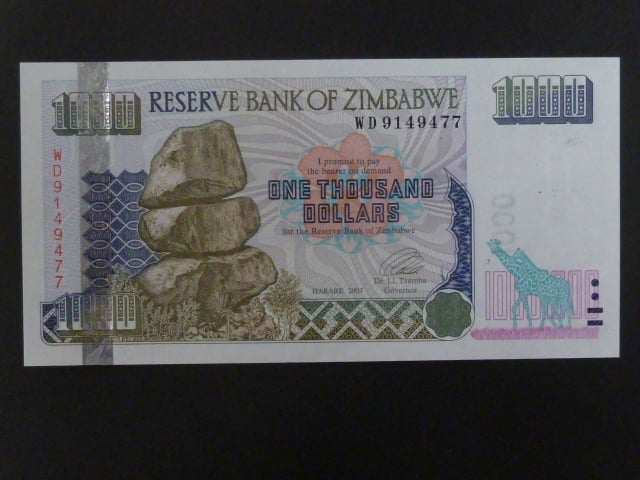 ZIMBABWE, 1000 Dollars 2003, BNB. B112a, Pi. 12