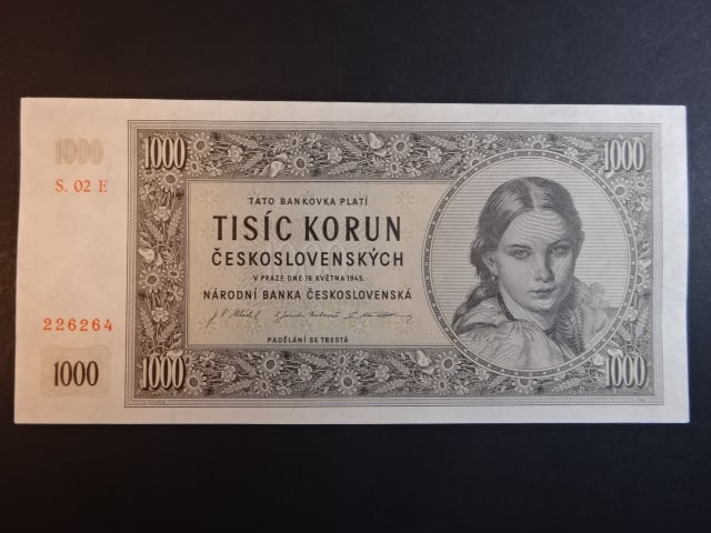 1000 Kčs 1945 série E 02