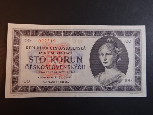 100 Kčs 1945 série D 13
