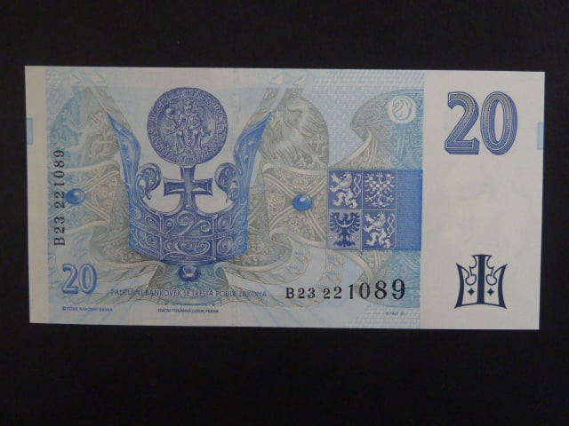 20 Kč 1994 série B 23 proužek vpravo