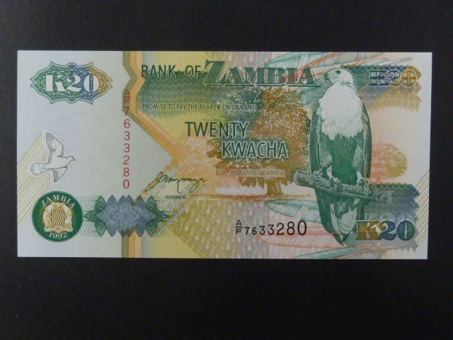 ZAMBIE, 20 Kwacha 1992, BNB. B137b, Pi. 36