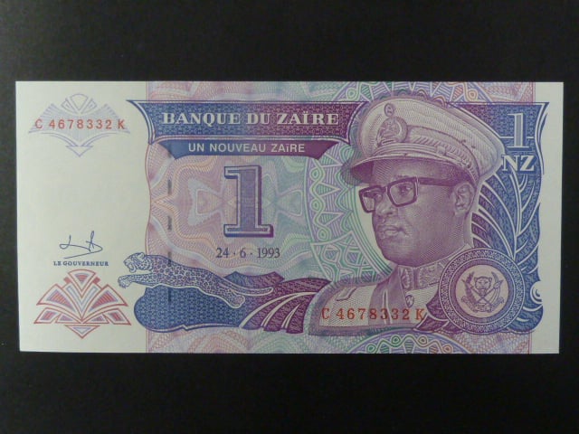 ZAIRE, 1 Nouveau Zaire 1993, BNB. B135a, Pi. 52