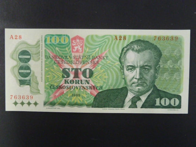 100 Kčs 1989 série A 28, poslední série I.desky