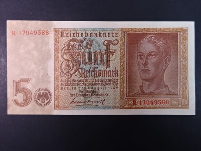Německo, 5 Rtm 1942 série R, 8-mi místný číslovač, Ba. D1b