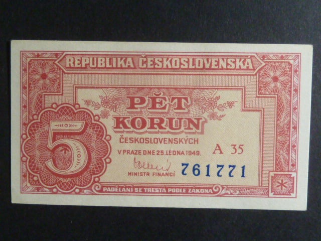 5 Kčs 25.1.1949 série A 35