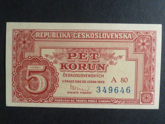 5 Kčs 25.1.1949 série A 80