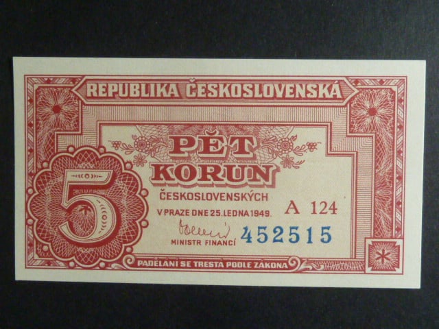 5 Kčs 25.1.1949 série A 124