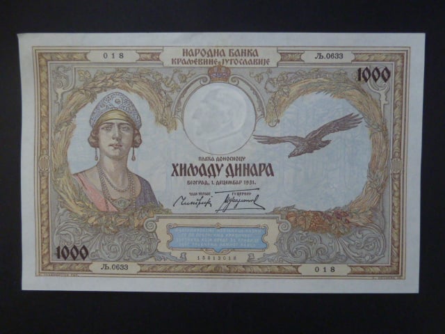 1000 Dinara 1931, BNB. B104a, Pi. 29