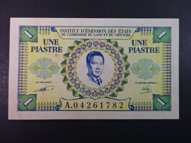 FRANCOUZSKÁ INDOČÍNA, Vydání pro Kambodžu1 Piastre 1953, BNB. B402a, Pi. 93