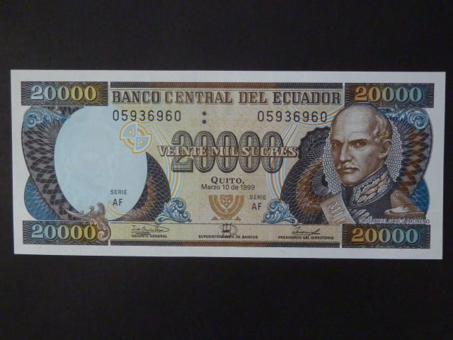 EKVÁDOR, 20000 Sucres 1999, Pi. 129e