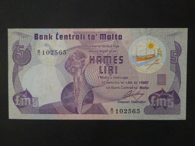 5 Liri 1967, BNB. B208a, Pi. 35