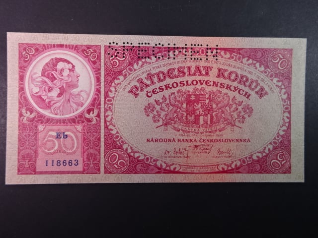 50 Kč 1929 série Eb, perf. SPECIMEN