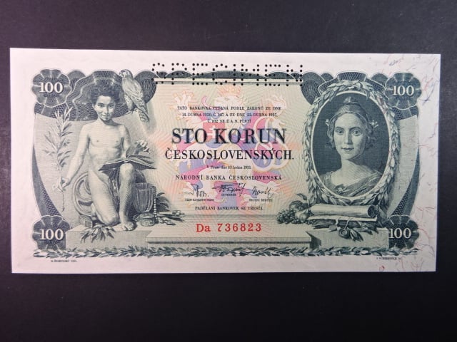 100 Kč 1931 série Da, II.vydání, perf. SPECIMEN