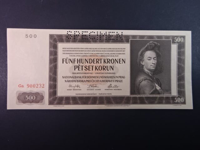 500 K 1942 série Ga, II. vydání, perf. SPECIMEN