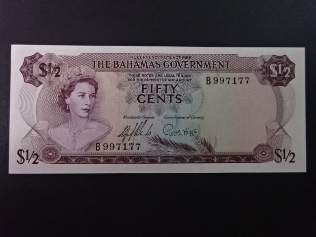 BAHAMY, 1/2 Dollar 1965, BNB. B116a, Pi. 17