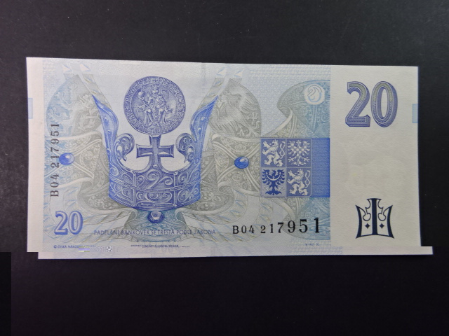 20 Kč 1994 série B 04 proužek vpravo