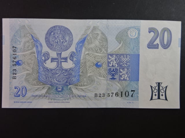 20 Kč 1994 série B 23 proužek vlevo
