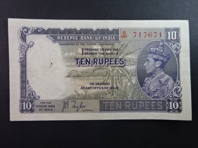INDIE, 10 Rupees 1938, BNB. B203a, Pi. 19