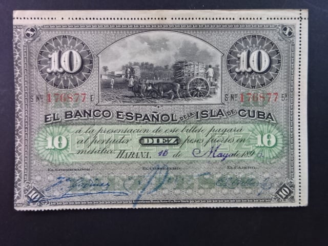 KUBA, 10 Pesos fuertes 1896, BNB. B307c, Pi. 49
